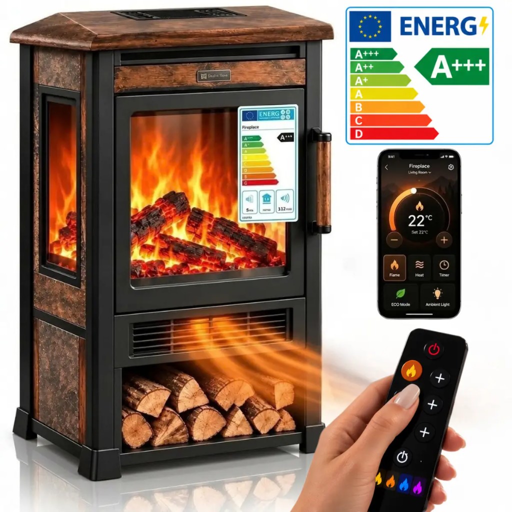 Thermora™ — Elektrokamin mit IR-Fernbedienung, WiFi-App und Klasse A+++